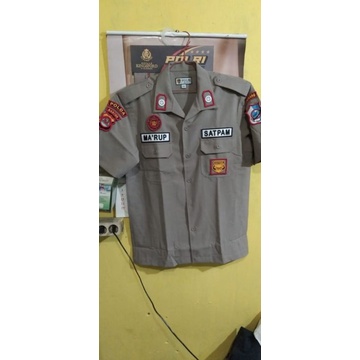 baju pdh satpam bahan gaia terbaru full bordir timbul