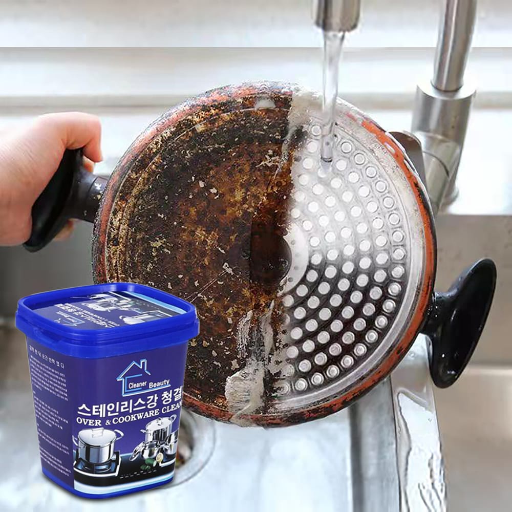 Pembersih Kerak Panci Wajan Gosong Hitam Power Pembersih Karat Stainless Steel Krim Penghilang Noda 