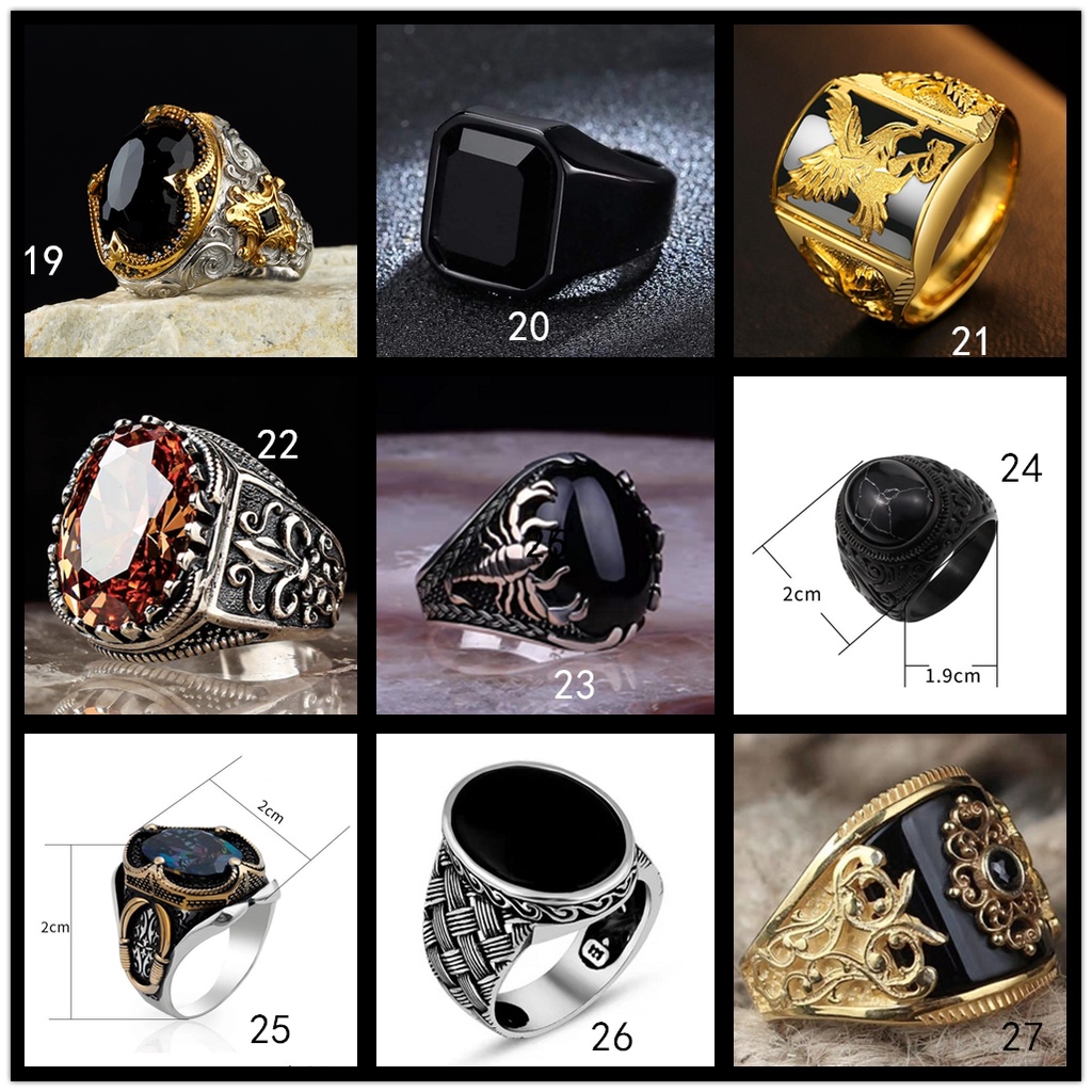 Cincin Pria Bahan Korea Stainless Steel Anti Karat 925 Lapis Perak Emas Dan Cincin Titanium Hitam Berlian Dapat Disesuaikan Untuk Ring