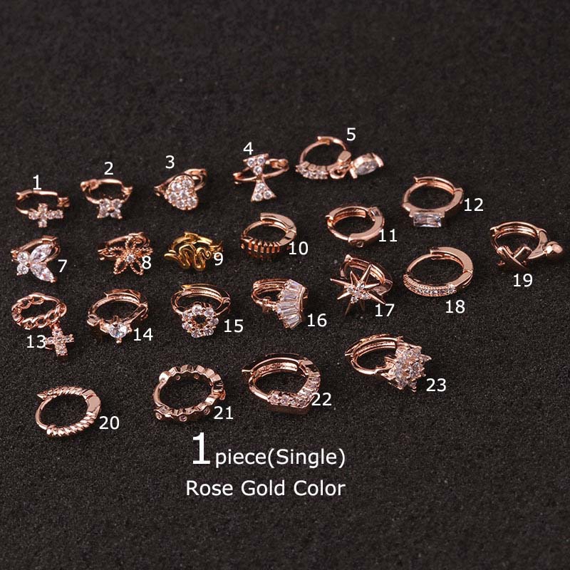 1piece Tragus Cartilage Pinna Lobe Piercing 5mm Diamter Copper Zircon