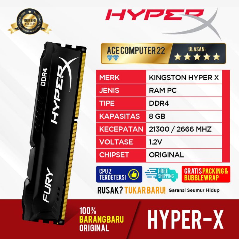 RAM HYPER X DDR4 8GB PC21300 KINGSTON