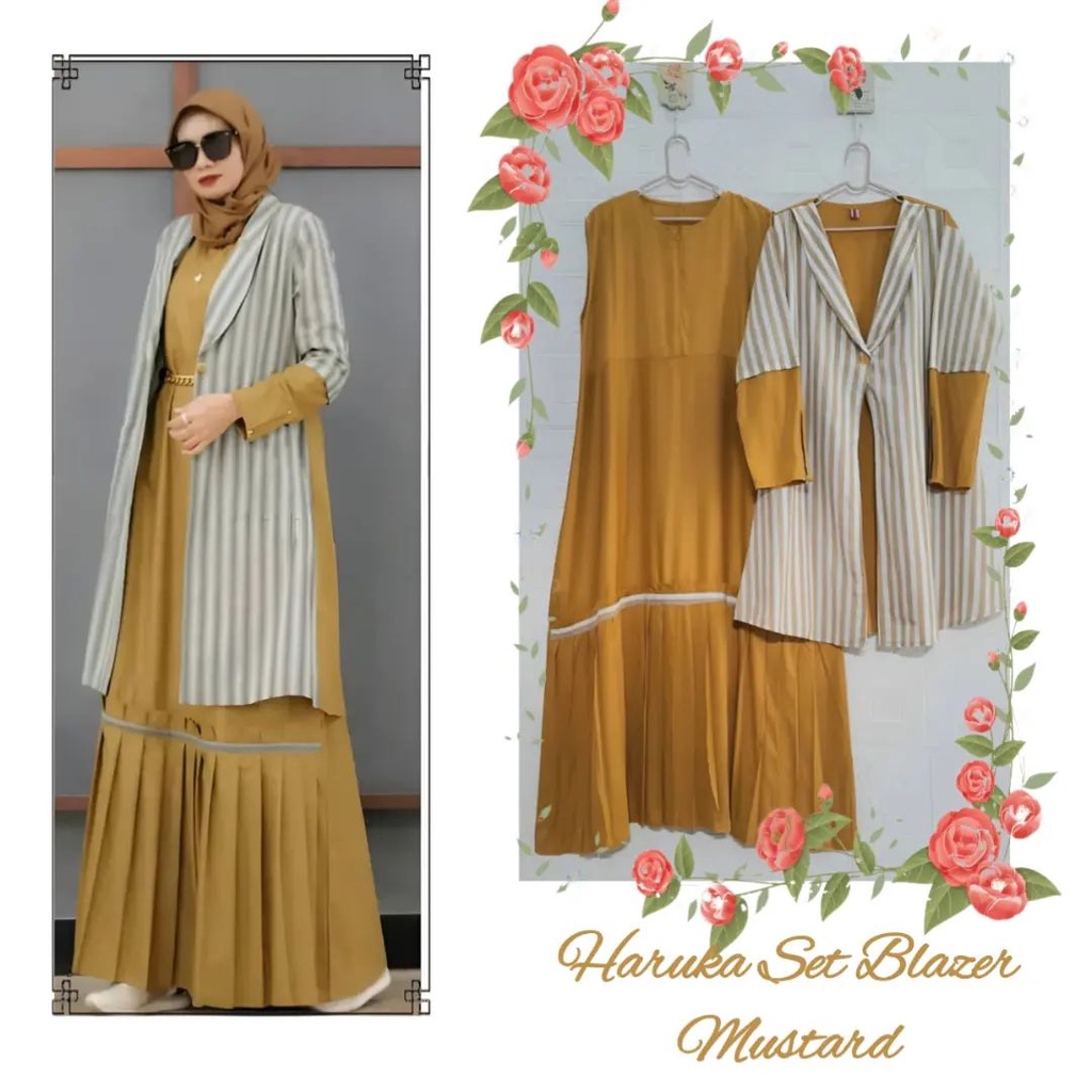 Jual Haruka Set Blazer Gamis Wanita Muslim Kekinian Set Blazer Matt