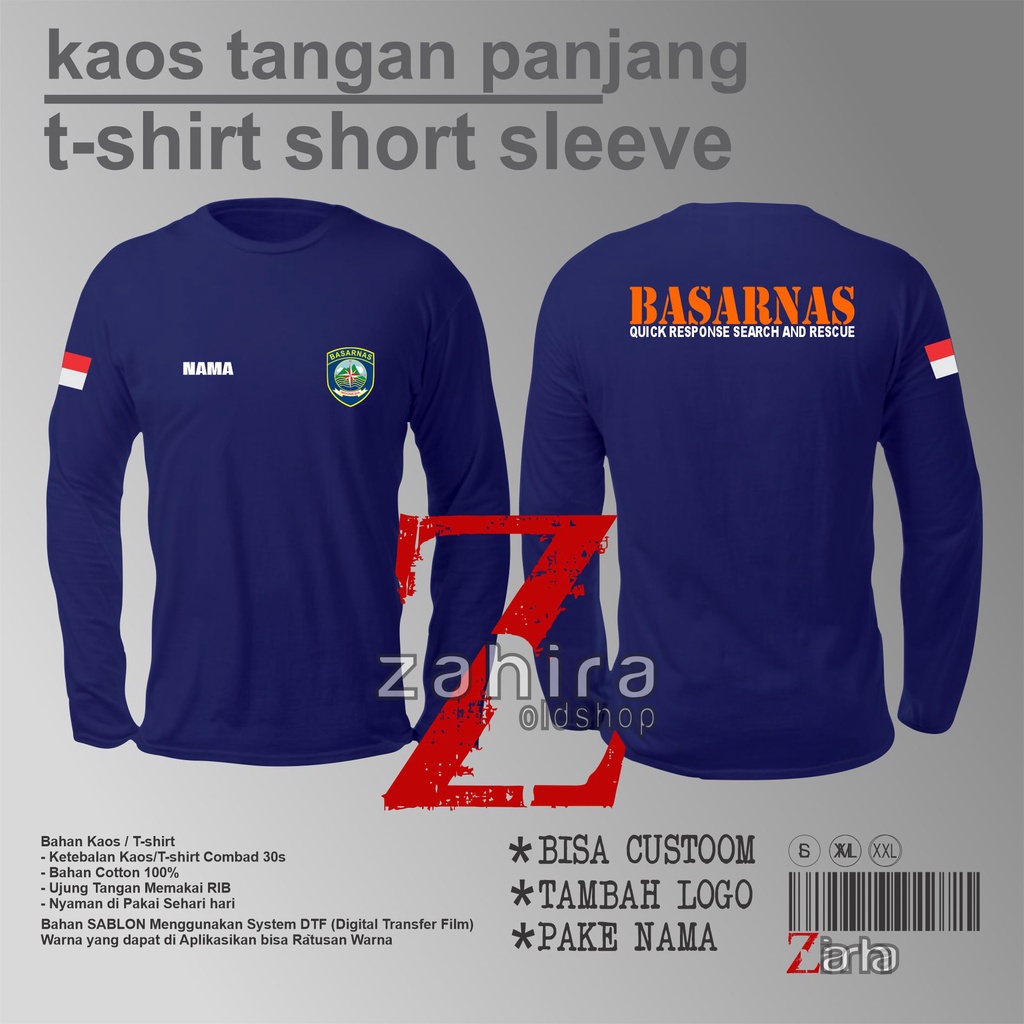 Kaos Basarnas Rescue / Baju Rescue Basarnas / Atasan Basarnas Terbaru Lengan Panjang Logo Basarnas