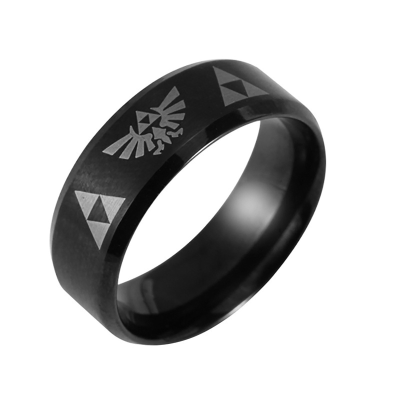 Cincin Bahan Stainless Steel Ukuran 8mm Warna Hitam Untuk Pria