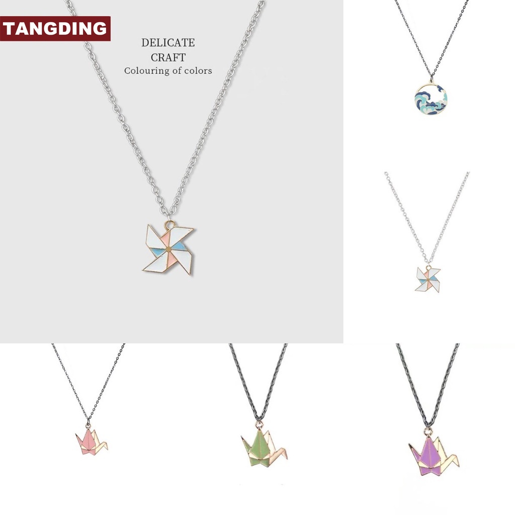 【COD Tangding】Creative Cartoon Necklace Thousand Paper Crane Pendant Necklace Fashion Couple Girlfriend Chain Choker