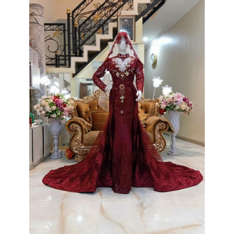 GAUN PENGANTIN SLIM BEREKOR MODERN //GAUN WEDDING MEWAH