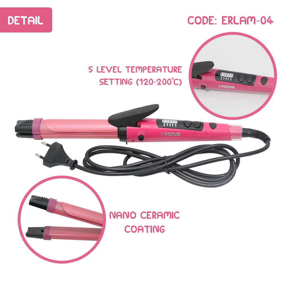 ELRAM-04 | BIG NOVA Catok Rambut 2in1 Catokan Besar 2 in 1 Curly Produk Syling Rambut Wanita