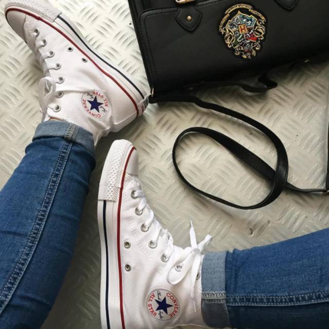 Sepatu Converse Classic OX Allstar Full White Putih Sneakers Kado Hadiah Pria Wanita Couple Murah