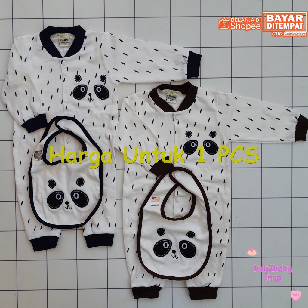 Jumper Panjang bayi plus Slaber (Celemek) Little Panda Tom Pege Tom-Tom 3-9 bulan 1 PCS