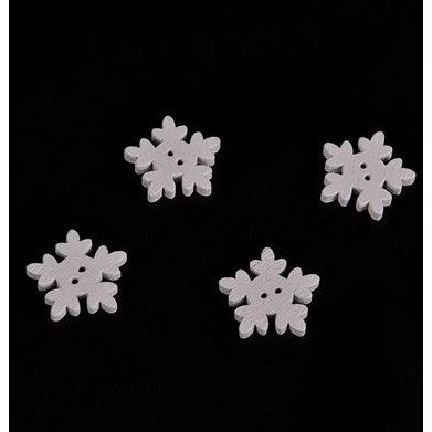 Kancing Kayu Dua Lubang - Snowflake Style (10pcs)