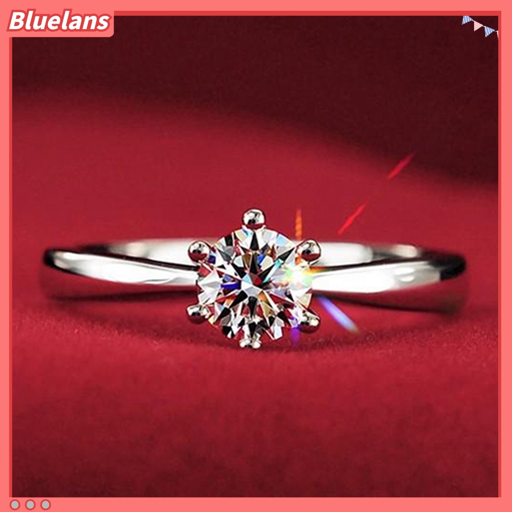 Bluelans Cincin Zircon Inlaid Ukuran 6-9 Untuk Wanita