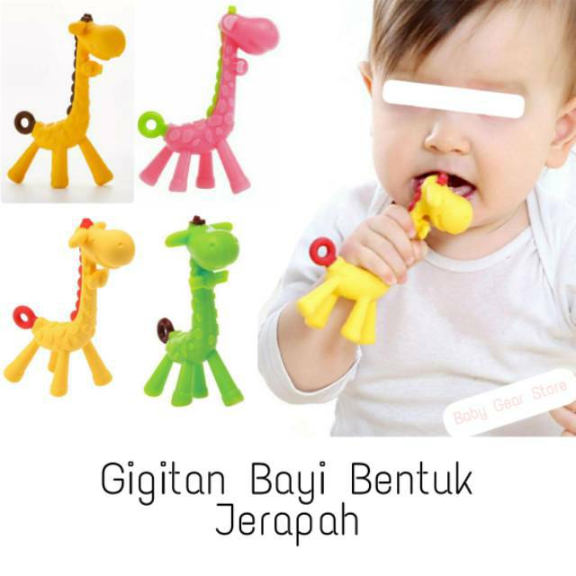 Giraffe Teether Gigitan Bentuk Jerapah Mainan Untuk Bayi Berbentuk Jerapah BPA Free