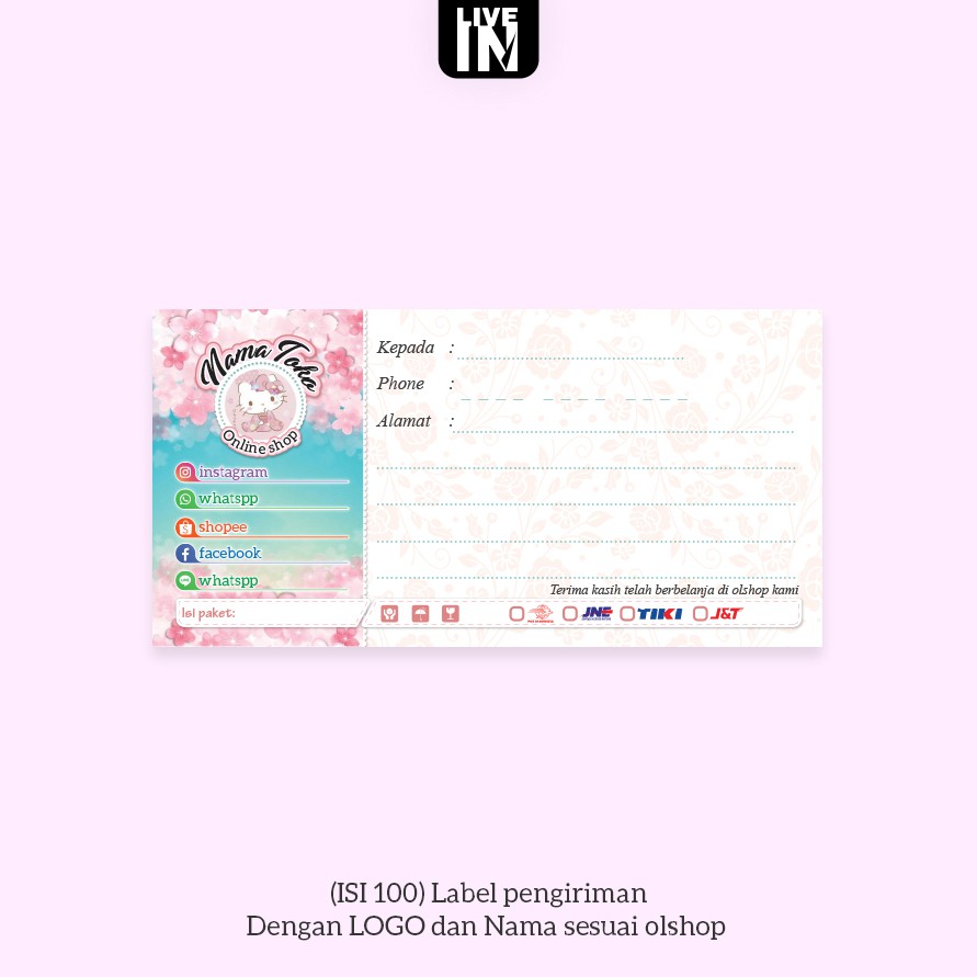 

isi 100+ sticker Lable pengiriman 7,5 x 15,5cm semi gloss