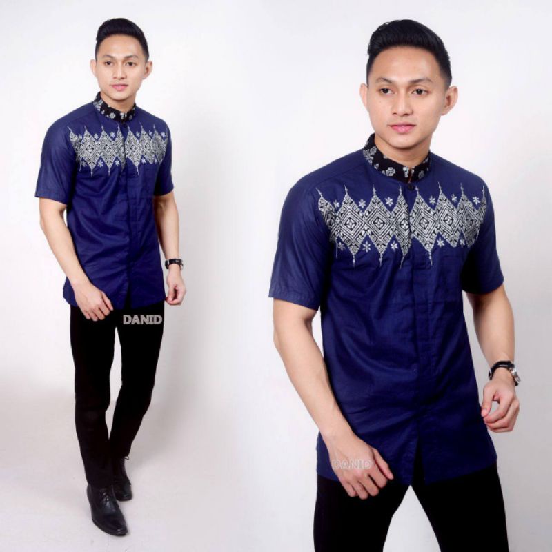 Koko Bordir Kombinasi Batik Lengan Pendek Terlaris Size M, L, XL #5 ( ORIGINAL )