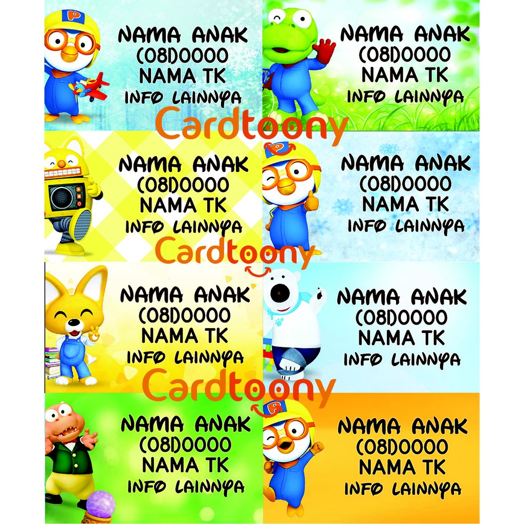 Sticker Stiker Label Nama Pororo The Little Penguin Shopee Indonesia