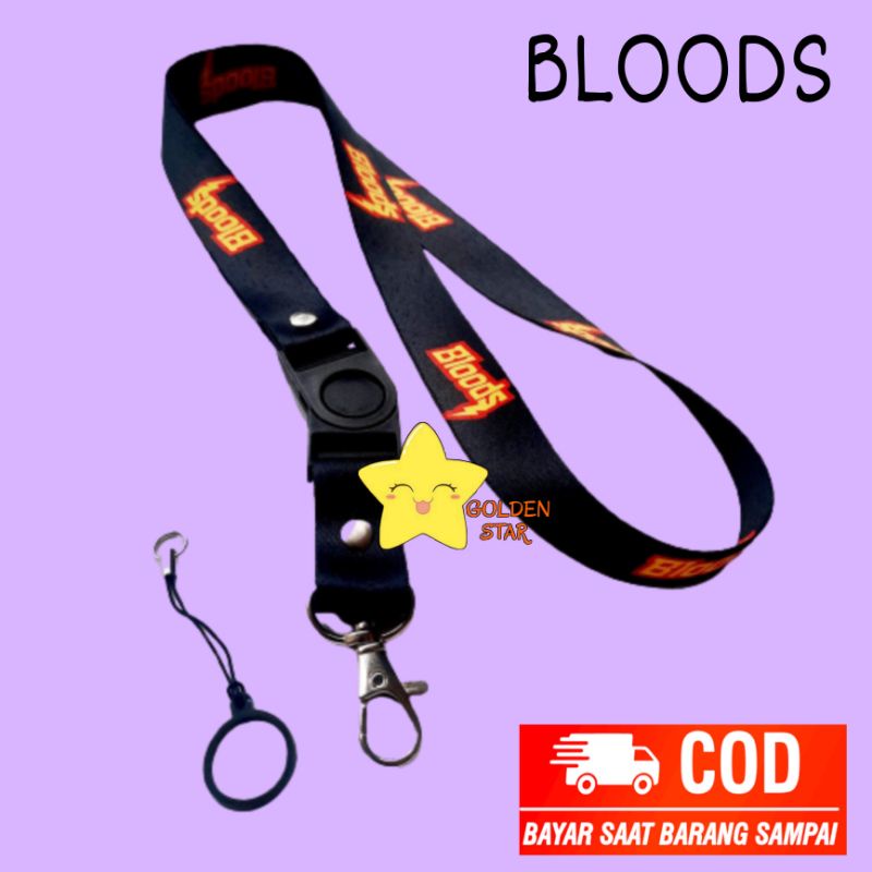 

Tali Lanyard BLOODS | tali lanyard DISTRO | gantungan kunci name tag id card kartu nama / tali lanyard gantungan leher