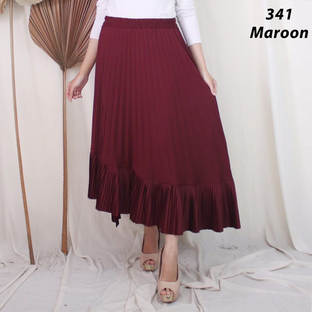 ROK PLISKET MURAH 341 ROK PRISKET PANJANG PLEATED SKIRT FLARE SKIRT MAYUNG FLOWY REMPEL