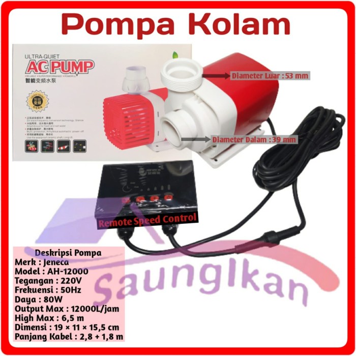 Pompa Air Power Head Kolam JENECA AH 12000 AH-12000 Low watt