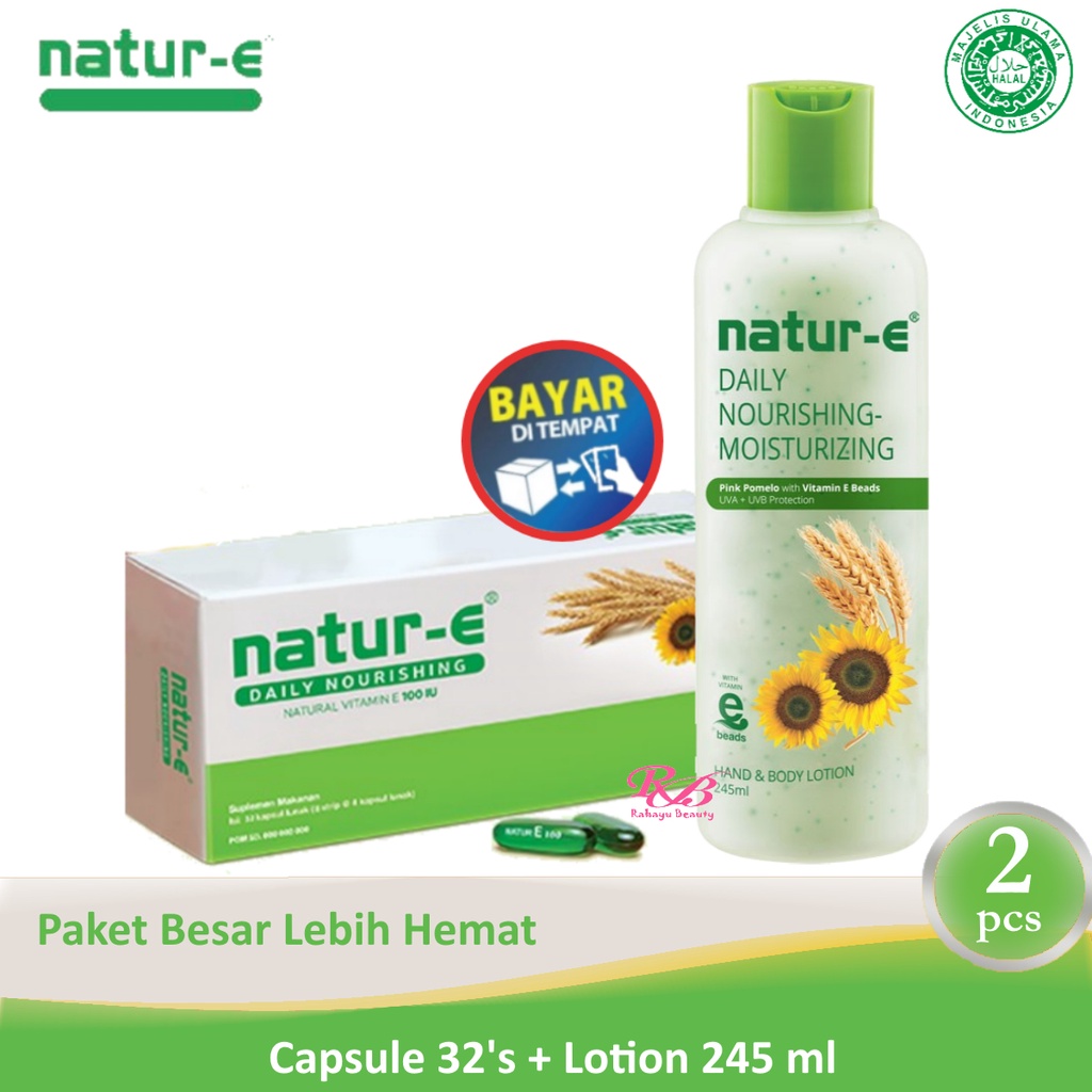 Paket Hijau Natur E 100iu - Paket Ekonomis 2 pcs ( Body Lotion 245 ml + Soft Capsule 32's )