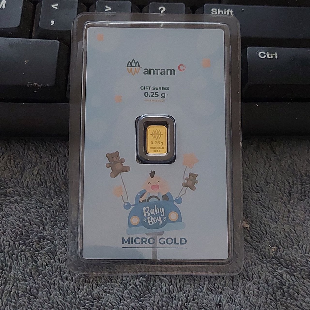 Antam 0.1 gram Micro Gold Premium Emas Murni 24 Karat Hartadinata x Antam Logam Mulia Emaskita-Baby Boy 0.25 gr