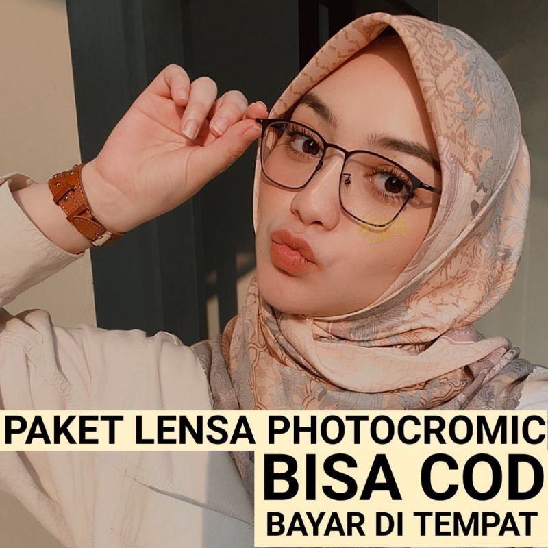 Kacamata Pria Wanita 2047 lensa minus photocromic anti radiasi komputer kaca mata frame besi kotak