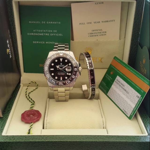 Jam Tangan Pria Rolex GMT master II Fullset Gelang Bezel dan Box Ori
