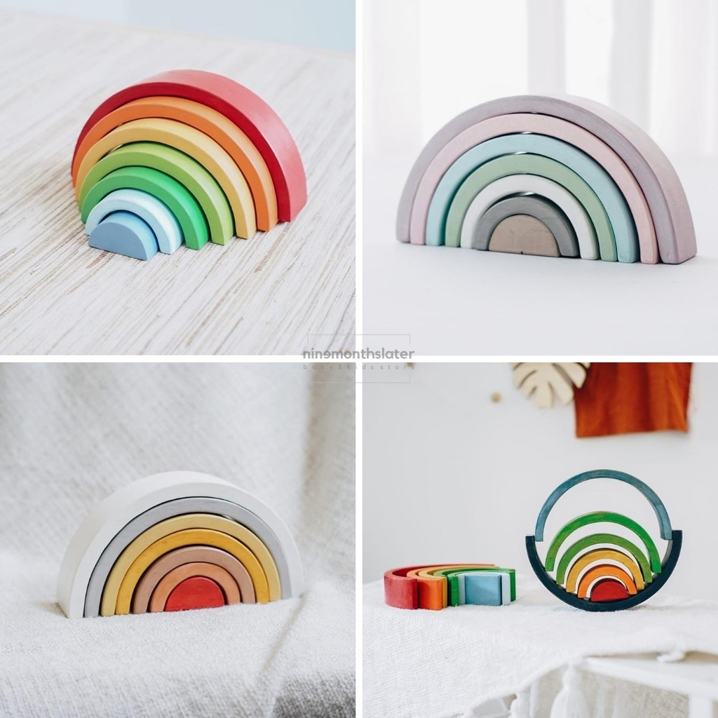 Wooden Toy Rainbow Classic Crimson Pastel Sunset mainan pelangi kayu Letter In Pine Letterinpine