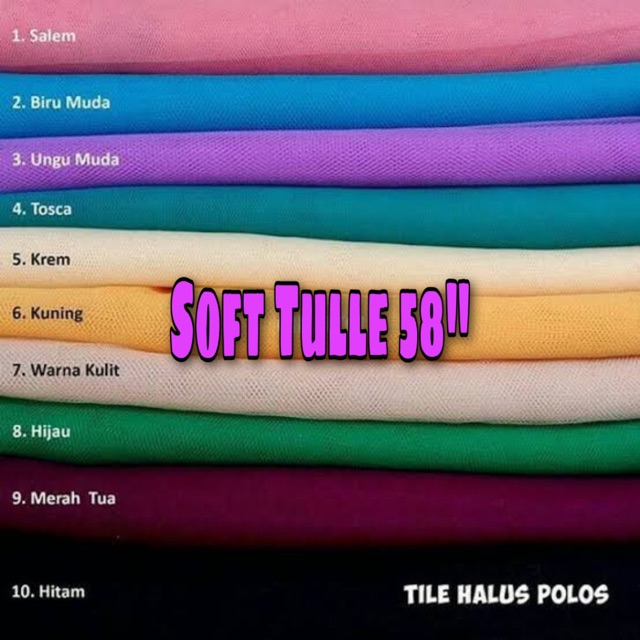 [TERMURAH] KAIN TILE HALUS POLOS 58” SOFT TULLE TERMURAH KAIN TILE HALUS WEDDING DRESS TILE POLOS KOSONG TILE HALUS PREMIUM TIDAK KAKU ROK TUTU