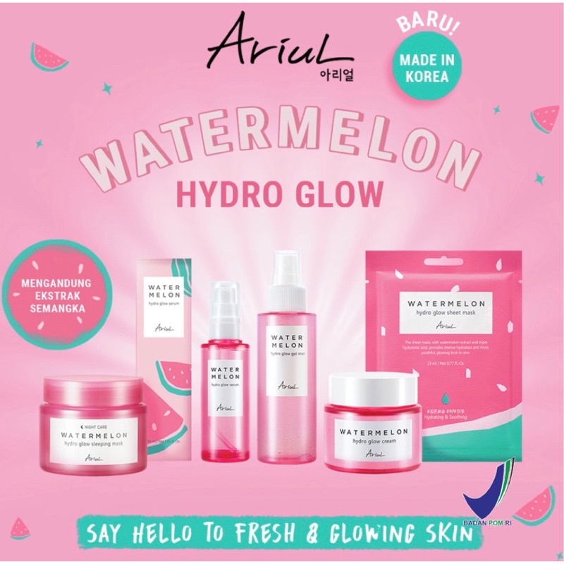 [BPOM] ARIUL Watermelon Hydro Glow Series (Mist | Serum | Cream | Sleeping / Sheet Mask)