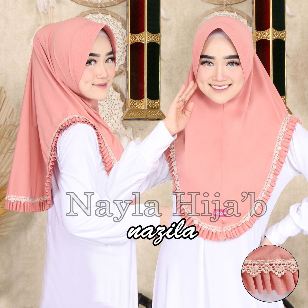 Jilbab Instan Bergo Nazila Renda Import Hijab Instan Jersey Premium Terbaru Nayla Hija'b