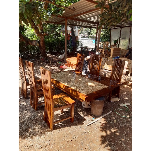 MEJA MAKAN JATI COMB KOIN JEPARA