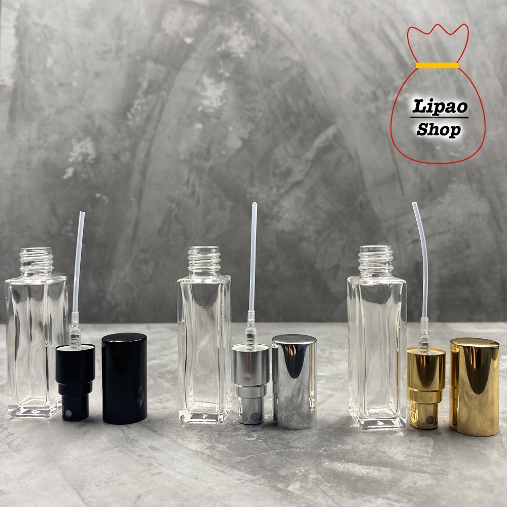 Botol Spray 10ml Kaca TEBAL KOTAK -Refill Isi Ulang Parfum Travel Size