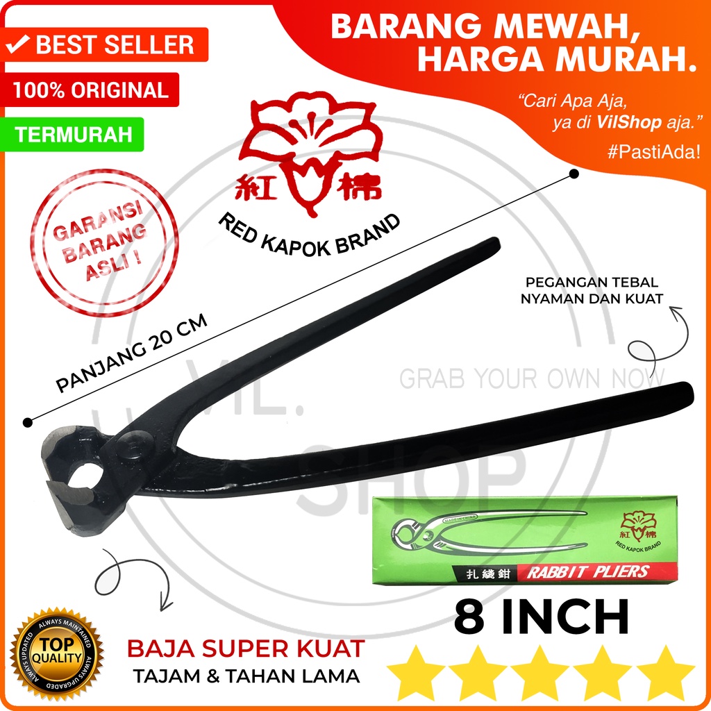 RED KAPOK ASLI TANG CATUT GEGEP KAKAKTUA PANJANG 8 INCH BAGUS / TANG KAKAK TUA TOWER PINCER 8" 200 M