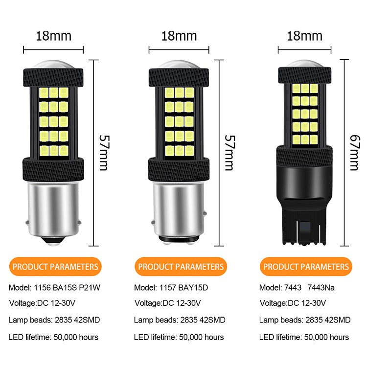 1Pcs 63LED Car Brake Light Reversing Light Turn Signal Light Bulb Tail Light Headlight Bulb 1156 BA15S P21W 1157 BAY15D P21 / 5W 7443 7443Na 2835 63SMD 12-30v Car LED Light Car Light Accessories