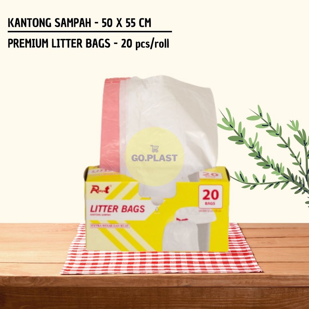 Kantong Sampah Plastik Tali Serut Premium - 50x55 cm Size S