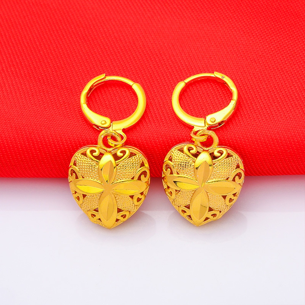 1 Pasang Anting Stud Liontin Love Sand Gold Gaya Retro Untuk Wanita