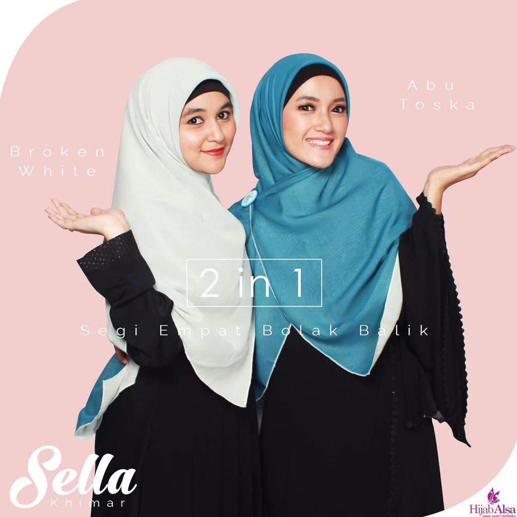 Cuci Gudang Hijab Alsa Khimar Syari Sella Segi Empat Bolak Balik