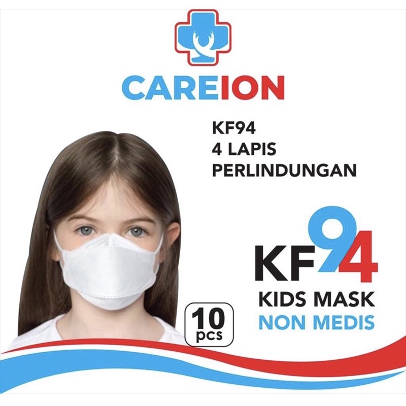Masker Anak KF94 CAREION Korea 4ply Masker kf 94 ANAK CAREION isi 10pc - HITAM/PUTIH