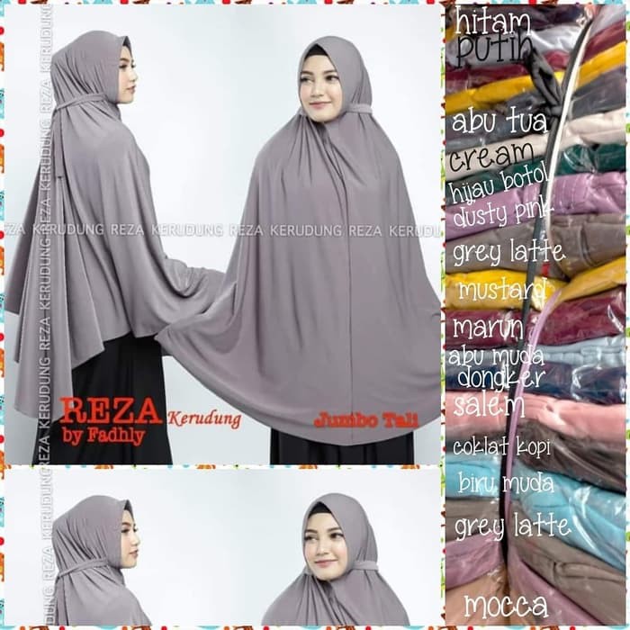 Bergo khimar jersey premium (adem.tebal)tali ikat belakang super jumbo