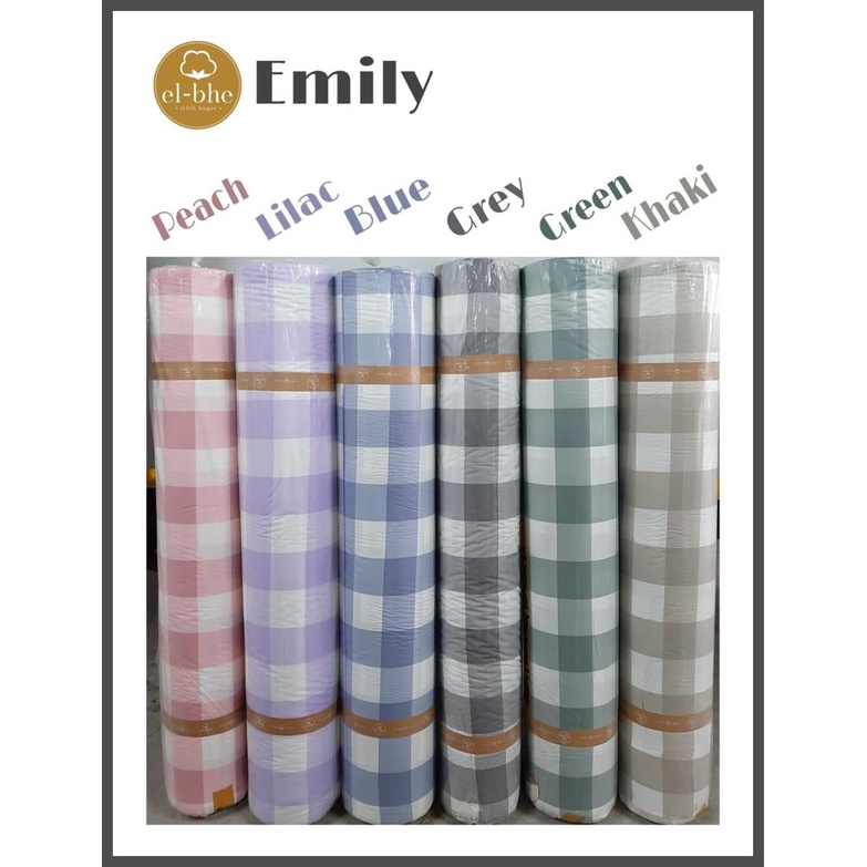 SPREI  shopee terlaris Katun PREMIUM aesthetic | KOTAK EMILY GREY &amp; PEACH | 90 100 120 160 180x200