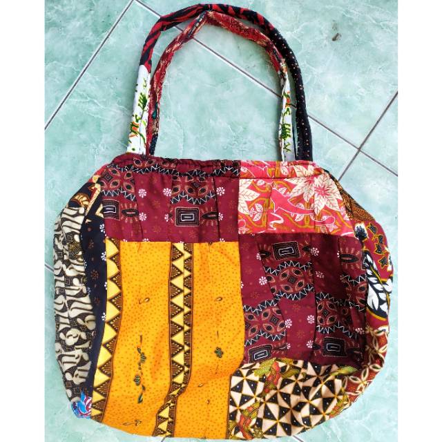 (BISA COD) TAS HAND BAG BATIK PERCA BESAR UKURAN 50x45 cm DENGAN FURING UNTUK LAUNDRY