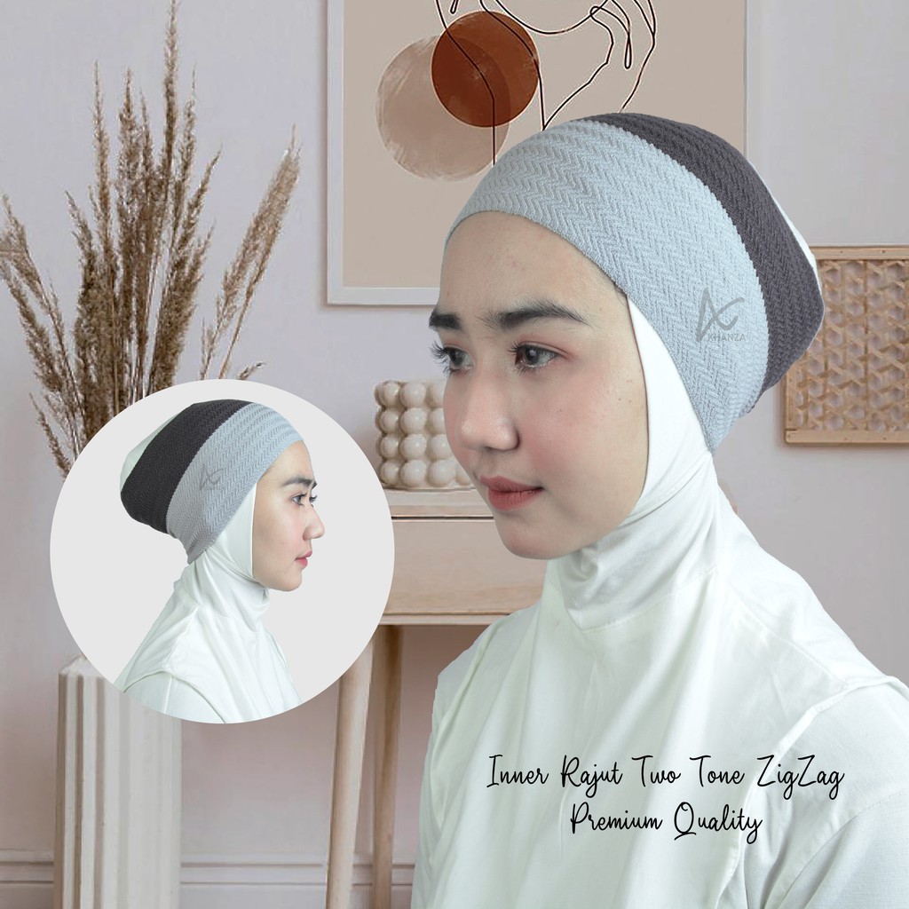 Inner Rajut 2 Warna Zigzag Ciput Bandana Two Tone Premium