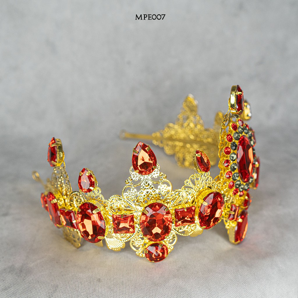 [TOKO TERPERCAYA] AKSESORIS CROWN MAHKOTA PESTA CRYSTAL RED DIAMOND WANITA MPE007