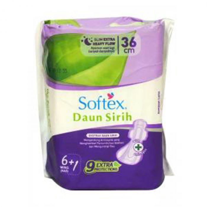 SOFTEX PEMBALUT DAUN SIRIH SANITARY 36cm Wing 6+1 pads