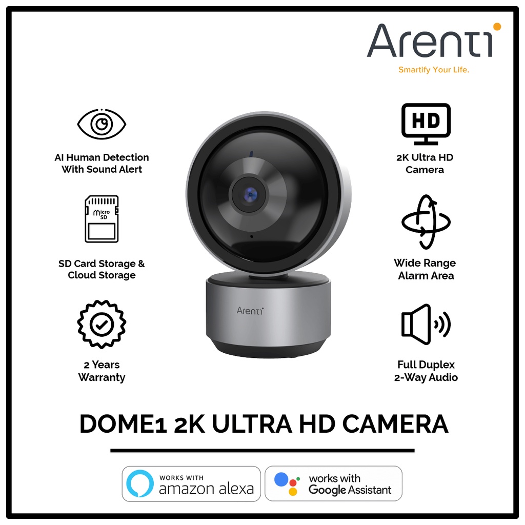 Camera Home CCTV Baby Monitor + 32Gb SD Card ARENTI DOME1 2K Ultra HD