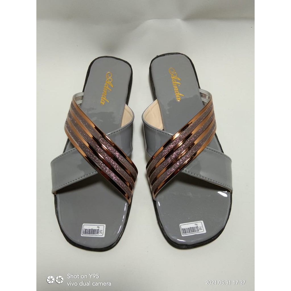 SANDAL TEPLEK ADINDA MOTIF JELLY SILANG TERBARU