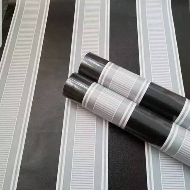 Wallpaper dinding salur hitam 10meter × 45cm