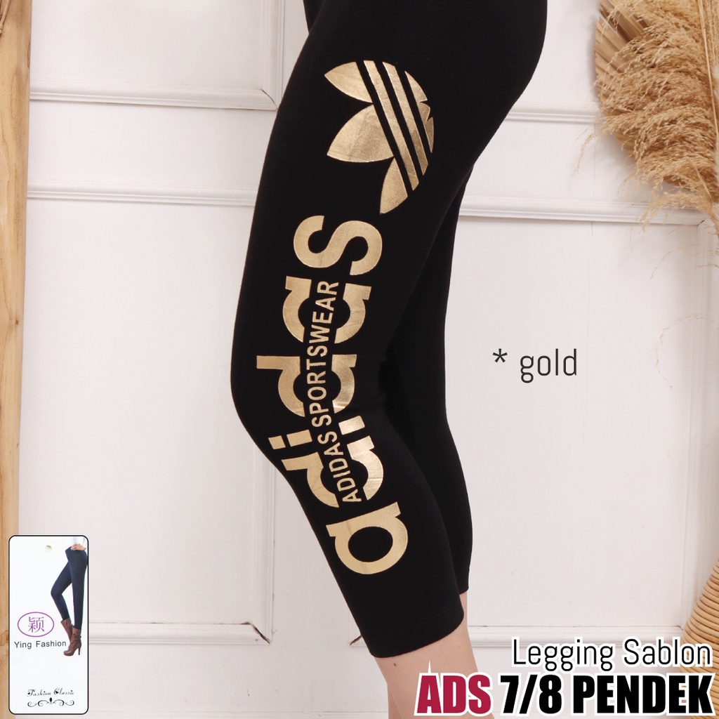 Legging pendek wanita / Legging ss ADS pendek/ Legging sablon samping