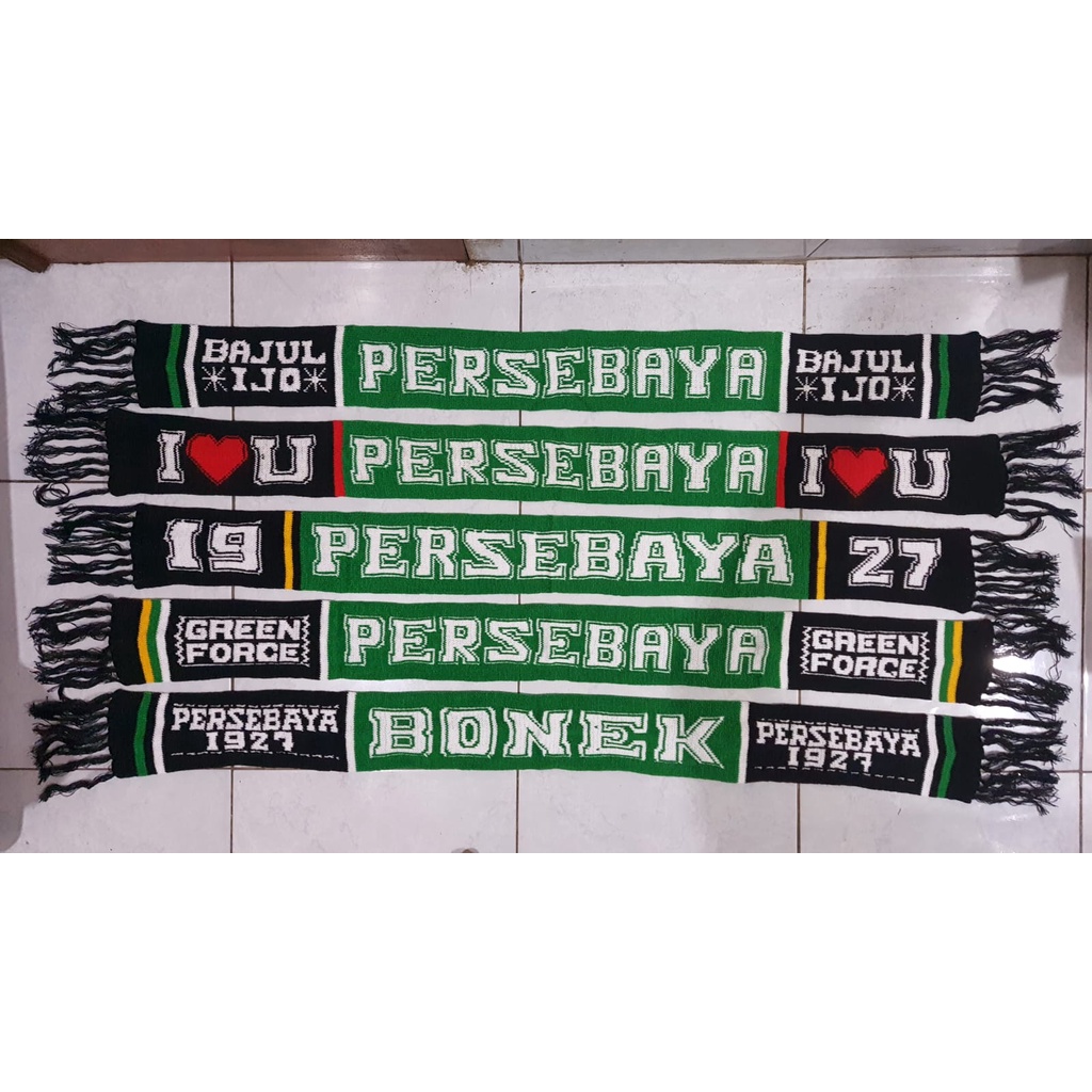 SYAL RAJUT SCARFT SUPORTER LIGA INDONESIA PERSEBAYA MIN ORDER 10 PCS