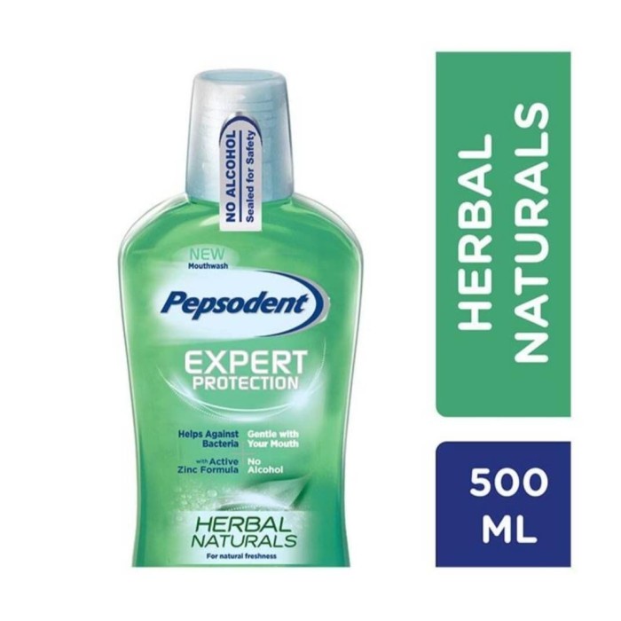 REVERB PEPSODENT MOUTHWASH HERBAL NATURAL - ANTI BAKTERI 500ML / HERBAL NATURAL - BERKHASIAT